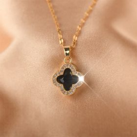 Simple Pendant Necklace Inlaid Shiny Zircon 18K Gold Plated