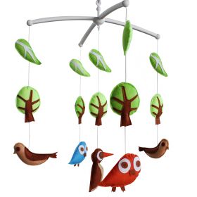 Baby Crib Mobile Birds Trees Handmade Musical Mobile Baby