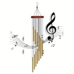 1pc, 21.6 Inches Golden Wind Chime, 12 Aluminum Tubes