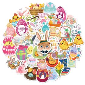 50pcs/roll Easter Day Bunny Rabbit Stickers Roll