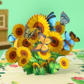 1pc Sunflowers Pop Up Card Handmade 3D Greeting Card Gift