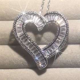 Heart Shaped White Diamond Zircon Women's Necklace