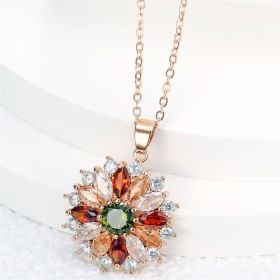 Elegant Temperament Colorful Zircon Flower Women's Pendant