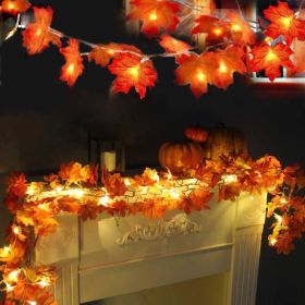 4pcs Maple Leaf Garland String Lights Fall Decorations