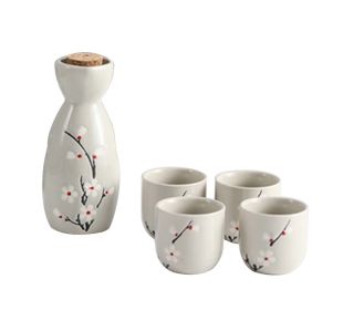 5 Pcs Ceramic Japanese Sake Set Traditional 1 Tokkuri Bottle