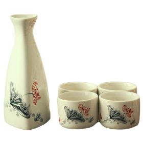 5 Piece Japanese Wine Set Sake Cup Handmade Ceramic Wine Cup