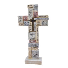 Encouraging Wall Cross - Resin Ornament with Inspirational Words and Phrases