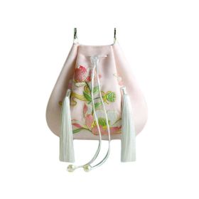 Pink Hanfu Crossbody Lotus Embroidery Handbag Chinese Style