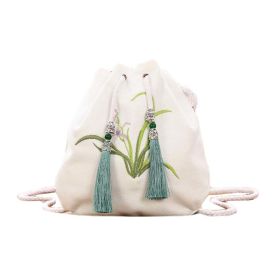 White Chinese  Hanfu Bag Crossbody Bag Orchid Embroidery