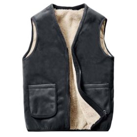 Men V-Neck Fleece Sherpa Lined Waistcoat Zipper Winter Vest