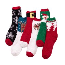 6 Pairs Coral Velvet Christmas Socks Men Women