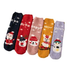 5 Pairs Cute Coral Fleece Christmas Socks