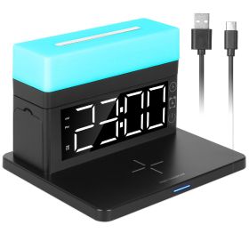 3 in 1 Wireless Charger Fast Charging Station Dock with Alarm Clock