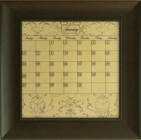 Dry Erase Calendar Board Framed Brown Small Mocha Home