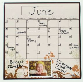 Calendar- Erase Fridge Calendar. Organize your home or office.