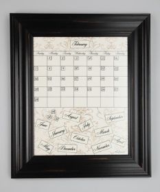 Organizer, Dry Erase Calendar Board Framed Black Medium