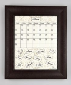 Organizer, Dry Erase Calendar Board Framed Brown