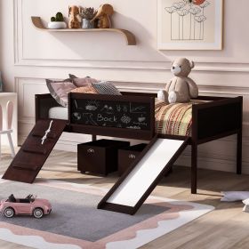 Twin size Loft Bed Wood Bed with Storage Boxes