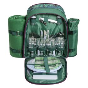 Picnic Backpack Set With Cutlery Kit Cooler Compartment Blanket