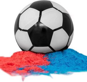 Gender Reveal Soccer Kit with Large 72 inch Balloons and Stickers Soccer Gender Reveal Games with Powder (Pink & Blue) Baby Shower Party Supplies and