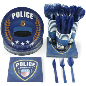 Police Party Bundle, Includes Plates, Napkins, Cups, Cutlery