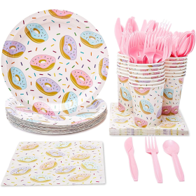 144 Piece Donut Grow Up Party Paper Plates