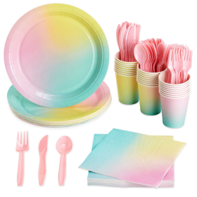 Pastel Rainbow Birthday Party Supplies, Dinnerware