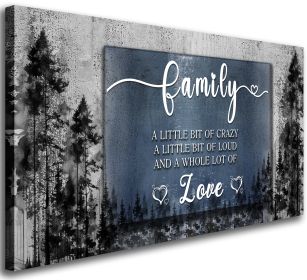 Family Quotes Canvas Wall Art,Family a Little Bit of Crazy Loud Love