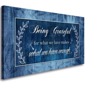 Being Grateful Canvas Wall Art for Living Room-Navy Blue Wall Art-Inspirational