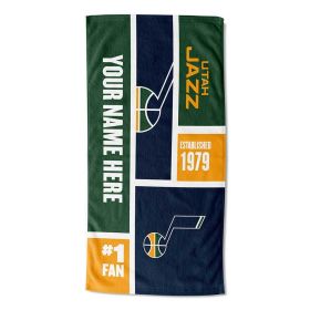 NBA Colorblock Personalized Beach Towel - Utah Jazz