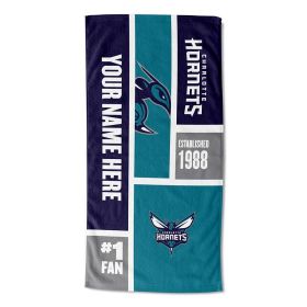 NBA Colorblock Personalized Beach Towel - Charlotte Hornets