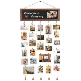 Wooden Hanging Picture Frame Photo Display String Ropes