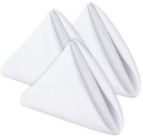 24 Pack White 100% Polyester Soft Durable Table Napkins