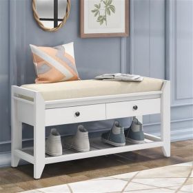 Shoe Rack with Cushioned Seat and Drawers