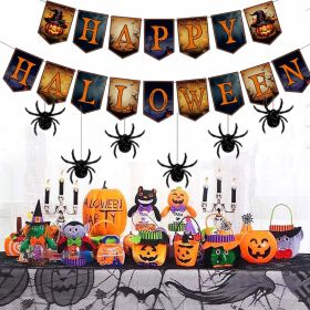 Happy Halloween Banner and Hanging Spider