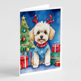 Maltipoo Christmas Reindeer Greeting Cards