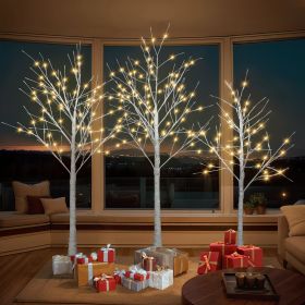 Lighted Birch Tree,4FT 48 LED/5FT 72 LED/6FT 96 LED Artificial XMAS Tree