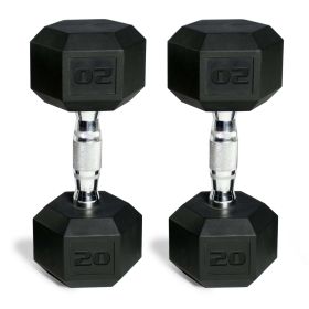 20lb Coated Rubber Hex Dumbbell, Pair