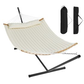 VEVOR Double Quilted Fabric Hammock Two Person Hammock with Stand