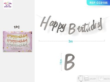 Silver happy birthday banner