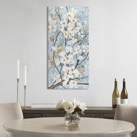 Gold Foil and Hand Embellished Floral Canvas Wall Art