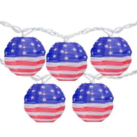 10-Count Flag 4th of July Paper Lantern Lights Clear Bulbs