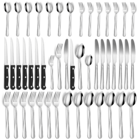 48 Pcs Silverware Set with Steak Knives