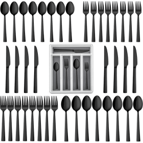 Walchoice 40-Piece Black Silverware Set with Drawer Organizer