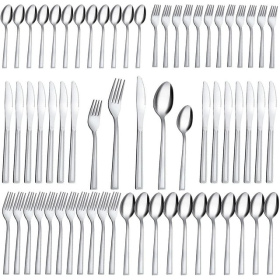 Bestdin Silverware Set for 12, 60 Pieces  Steel Flatware Set