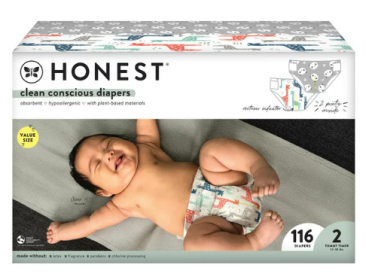 The Honest Company Clean Conscious Baby Diapers, Size 2, 116