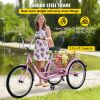 VEVOR Tricycle Adult 26'' Wheels Adult Tricycle 7-Speed 3 Wheel Bikes