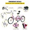 VEVOR Tricycle Adult 26'' Wheels Adult Tricycle 7-Speed 3 Wheel Bikes