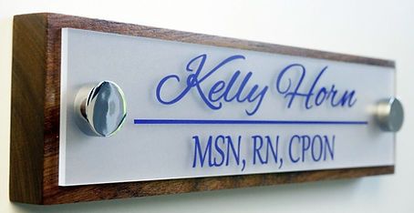 Office Door Name Plate - Wood with Frosted Acrylic & Standoffs