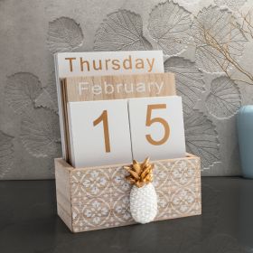 Organize Your Life with This Stylish Wooden  Calendar (Color: Brown Pineapple)